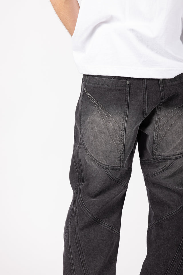 FLARED BLACK WASHED DENIM